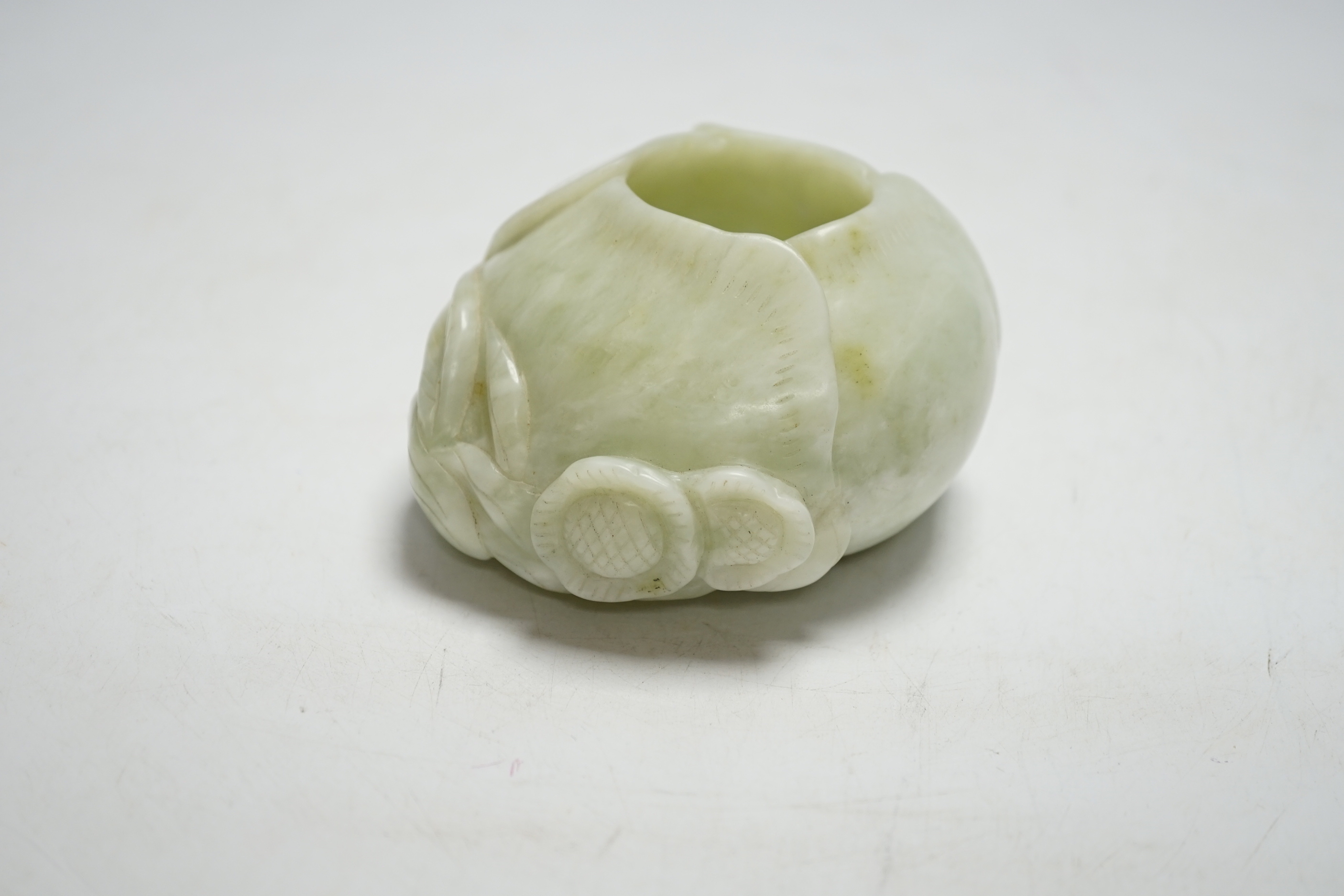 A Chinese bowenite jade water pot, 10.3 cm